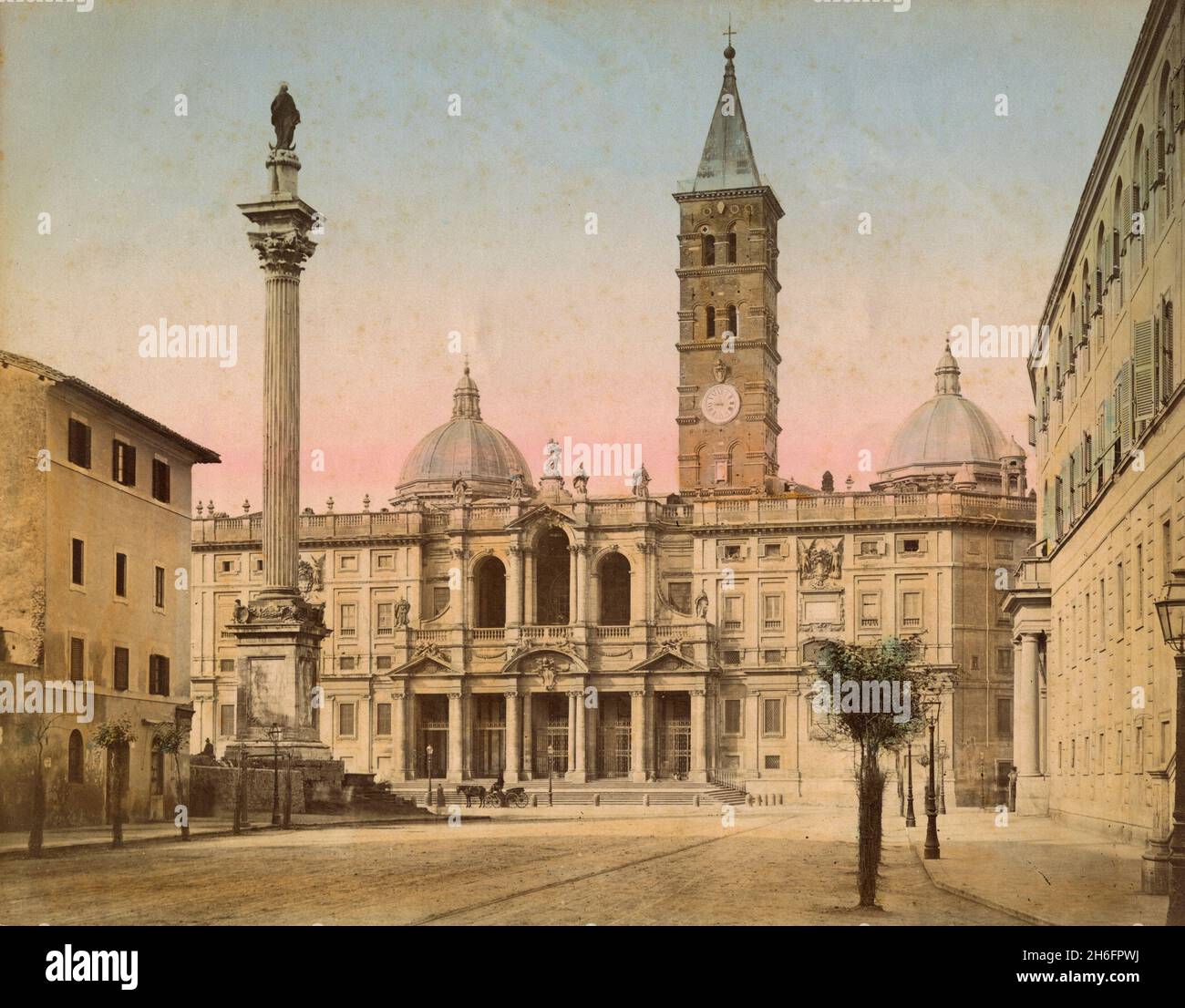 Vista colorata della Basilica di Santa Maria maggiore, Roma, Italia anni Venti Foto Stock