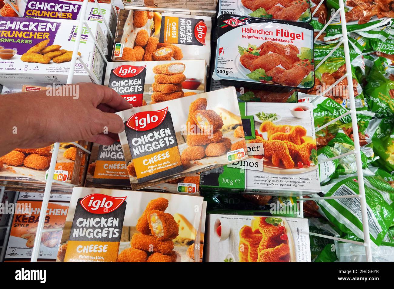 Pepite di pollo Iglo in un negozio di alimentari Foto Stock