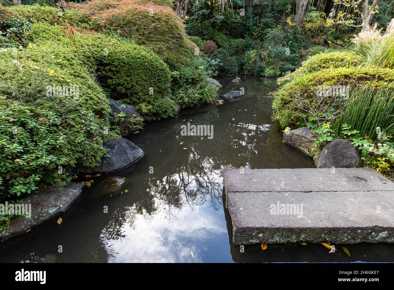 Yakushi Fountain Garden - e' un giardino restaurato con il profumo della cultura Edo, proprio accanto a Nakasendo. Shimizu Yakushi, che era in questo ar Foto Stock