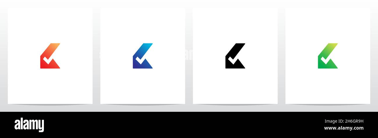 Spunta il simbolo sulla lettera moderna Logo Design K. Illustrazione Vettoriale