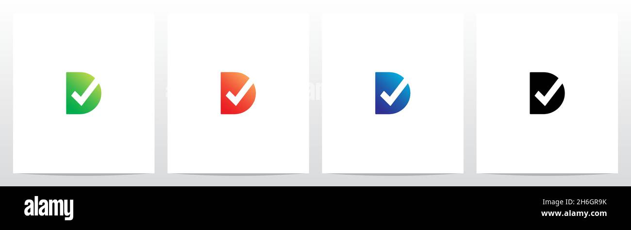 Spunta il simbolo sul logo Modern Letter D Illustrazione Vettoriale