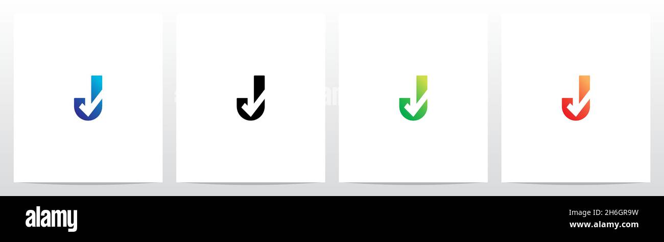 Spunta il simbolo sulla lettera moderna Logo Design J Illustrazione Vettoriale