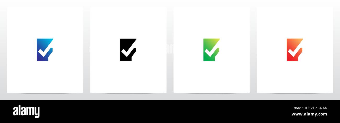 Spunta il simbolo sulla lettera moderna Logo Design F. Illustrazione Vettoriale