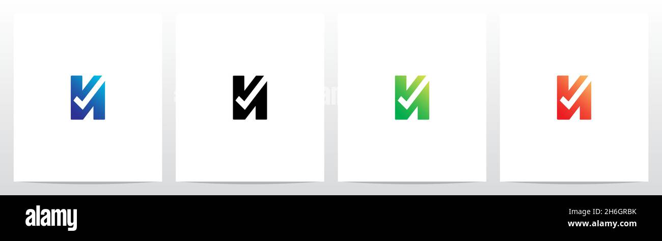 Spunta il simbolo sul logo Modern Letter N Illustrazione Vettoriale