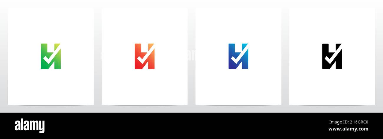 Spunta il simbolo sulla lettera moderna Logo Design H Illustrazione Vettoriale