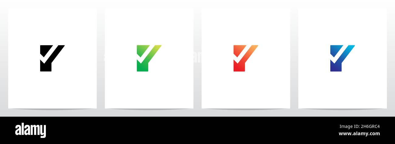 Spunta il simbolo sulla lettera moderna Logo Design Y Illustrazione Vettoriale