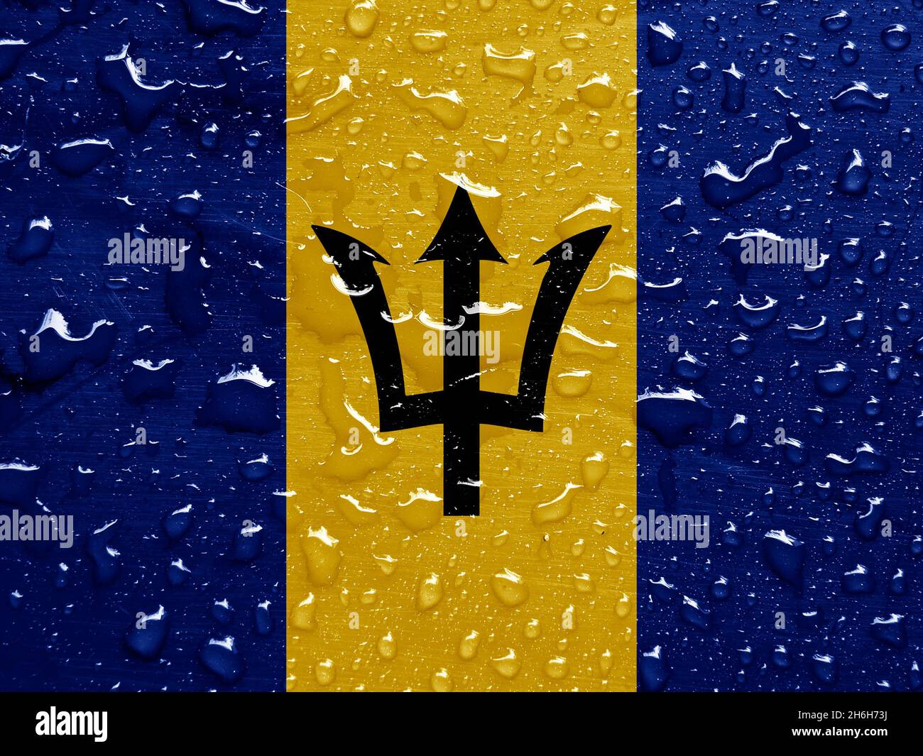 Bandiera di Barbados con gocce di pioggia Foto Stock