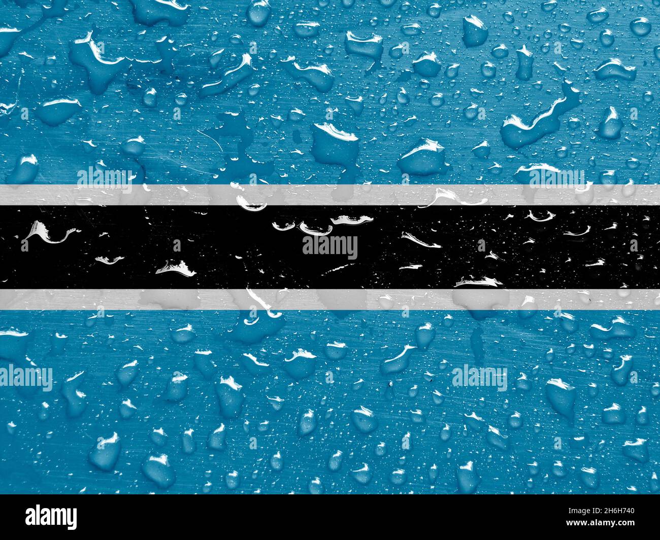 Bandiera del Botswana con gocce di pioggia Foto Stock