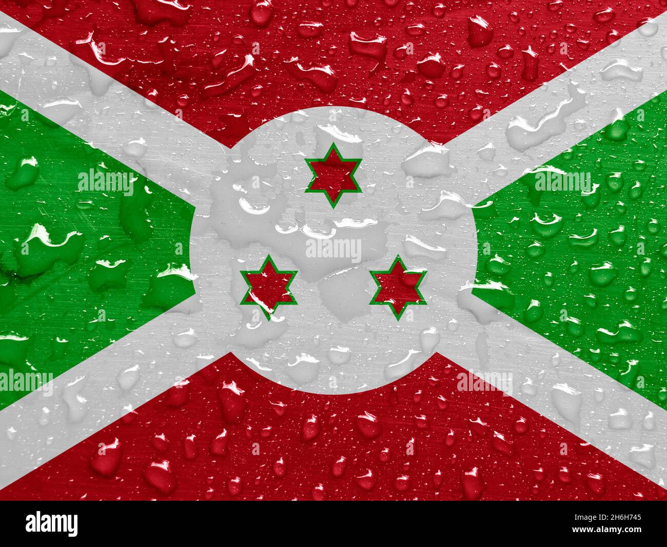 Bandiera del Burundi con gocce di pioggia Foto Stock