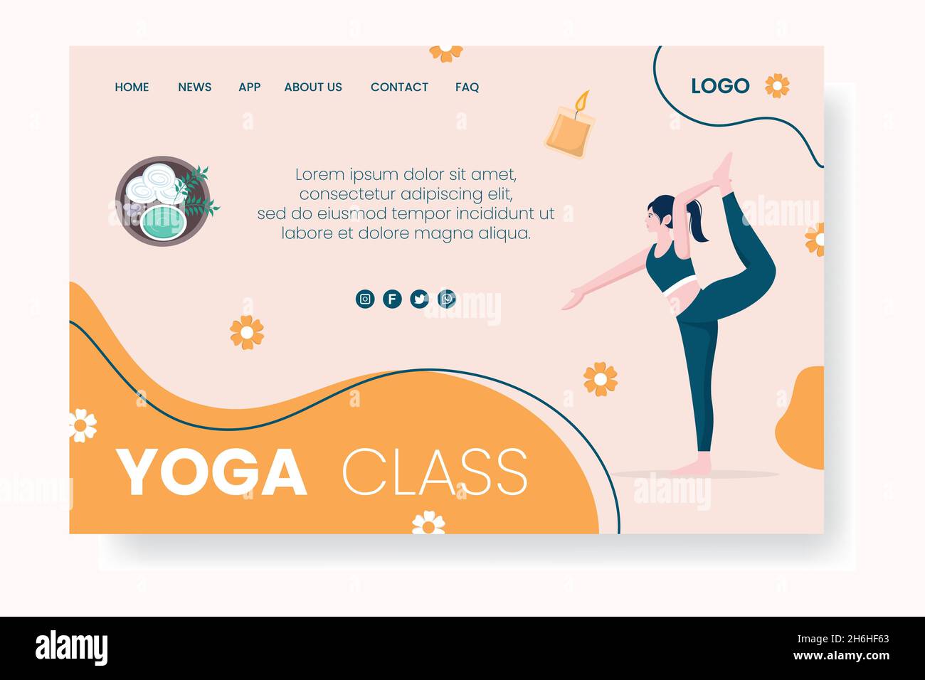 Yoga e meditazione Landing Page Editabile di sfondo quadrato adatto per Social media, Ig Feed, Card, saluti, Stampa e Web Annunci Internet Illustrazione Vettoriale