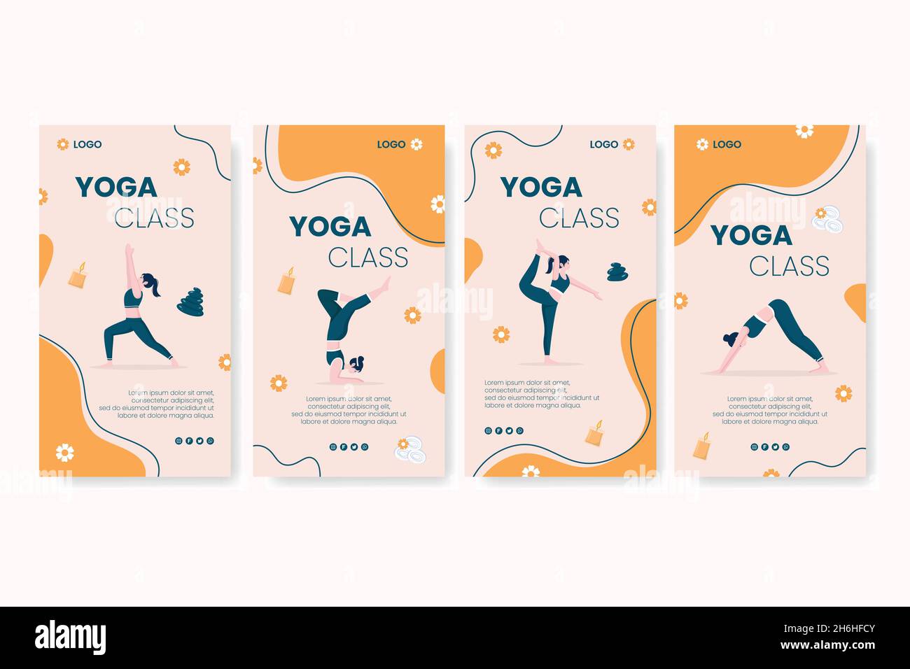 Yoga e meditazione Storie Editabile di sfondo quadrato adatto per i social media, Ig Feed, biglietto, saluti, Stampa e Web Annunci Internet Illustrazione Vettoriale