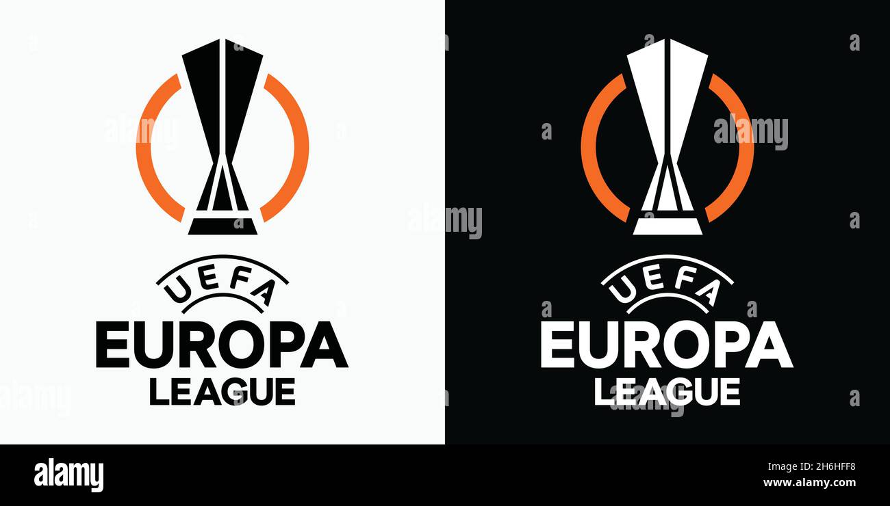 Roma, ITALIA - 16 SETTEMBRE 2021 ricomincia la fase di gruppo della nuova UEFA Europa LEAGUE. Evento nuovo logo. Illustrazione editoriale vettoriale. Illustrazione Vettoriale