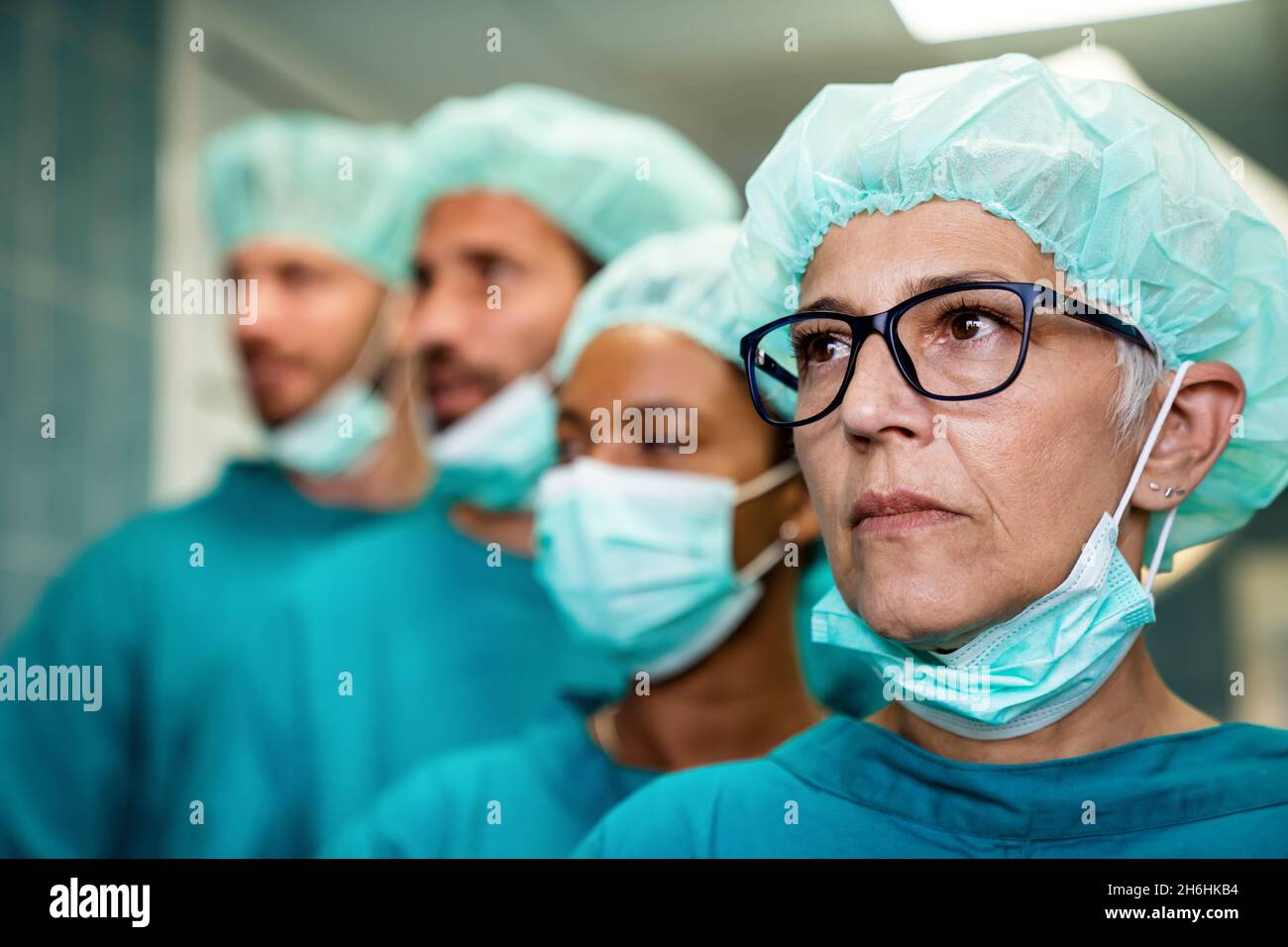 Operatori sanitari nella pandemia di Coronavirus Covid19 Foto Stock