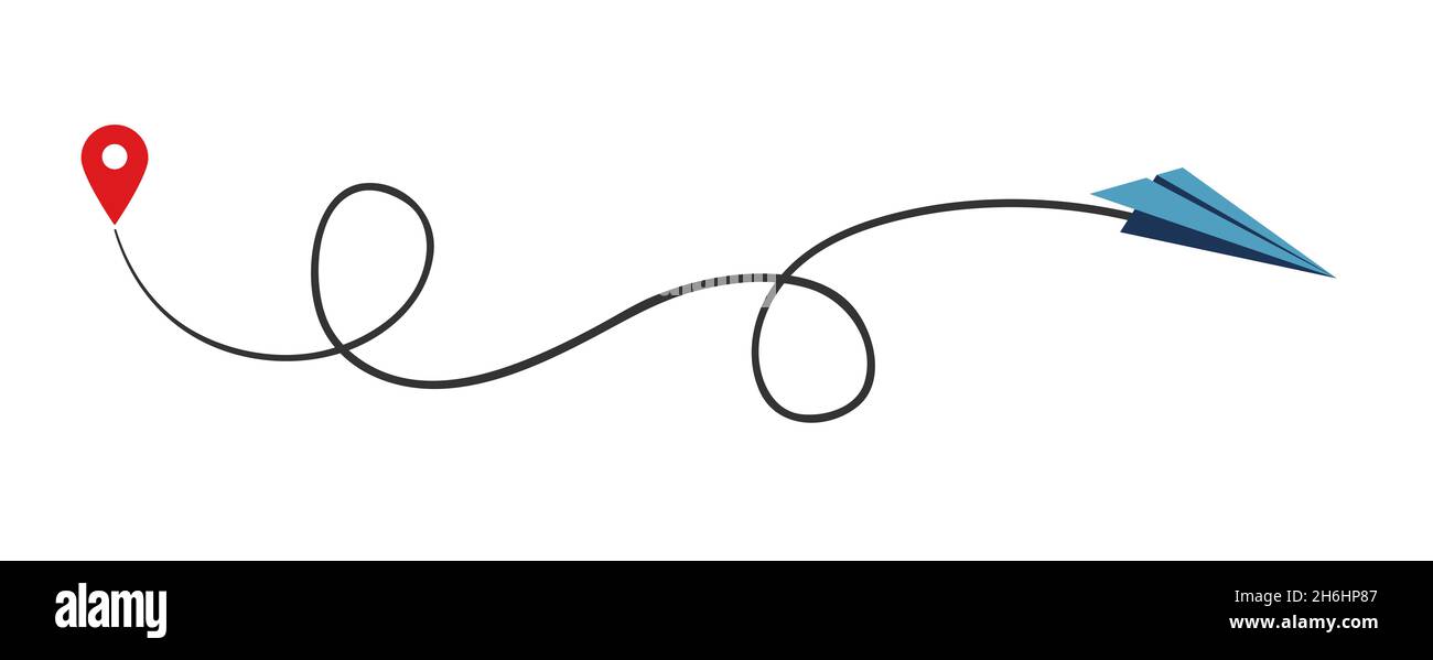 Concetto di formazione online del percorso aereo di carta Foto Stock