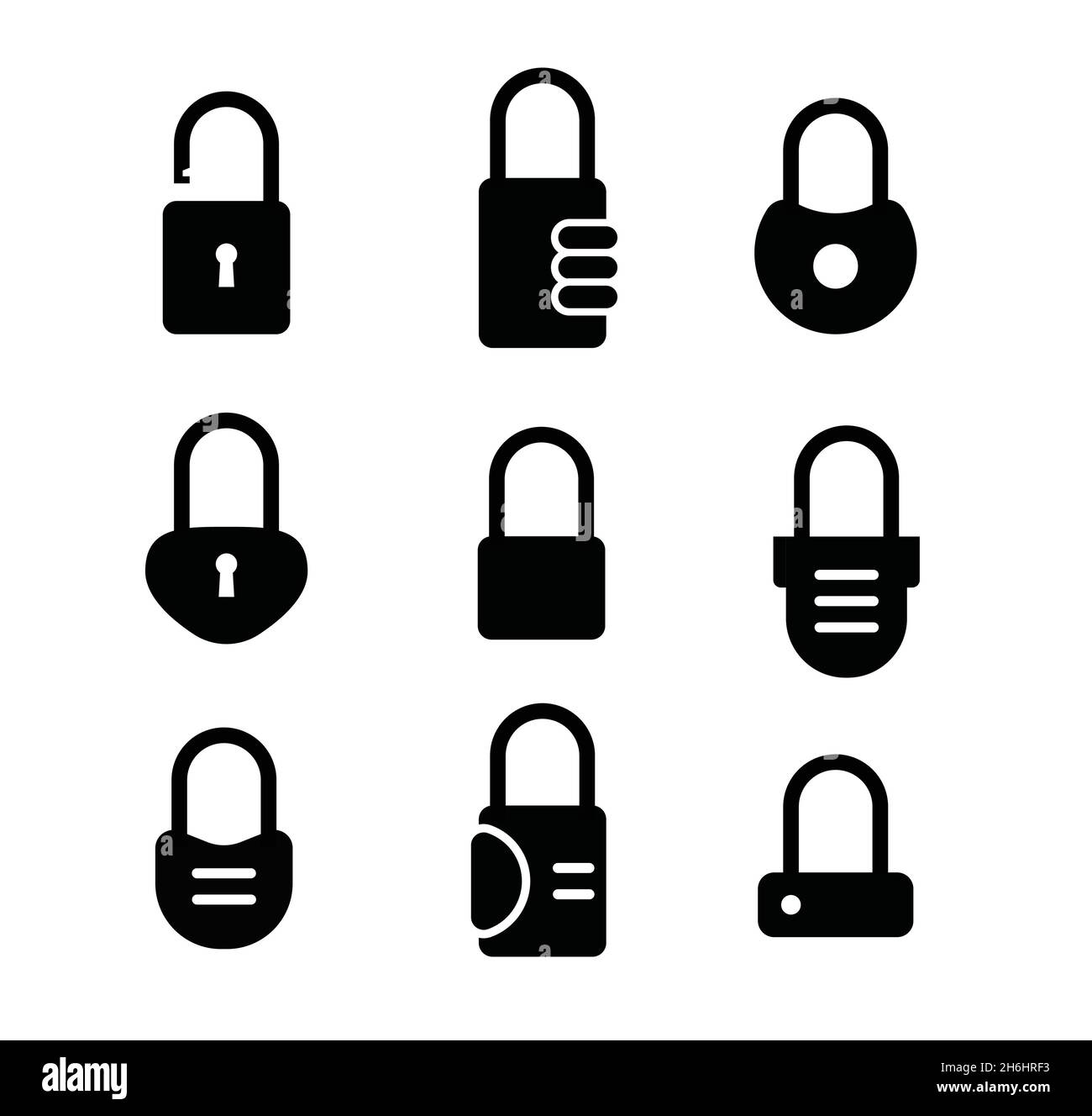 icona di lucchetto isolata su sfondo bianco. icone di lucchetto alla moda e simboli di lucchetto moderni per logo, web e applicazioni Illustrazione Vettoriale