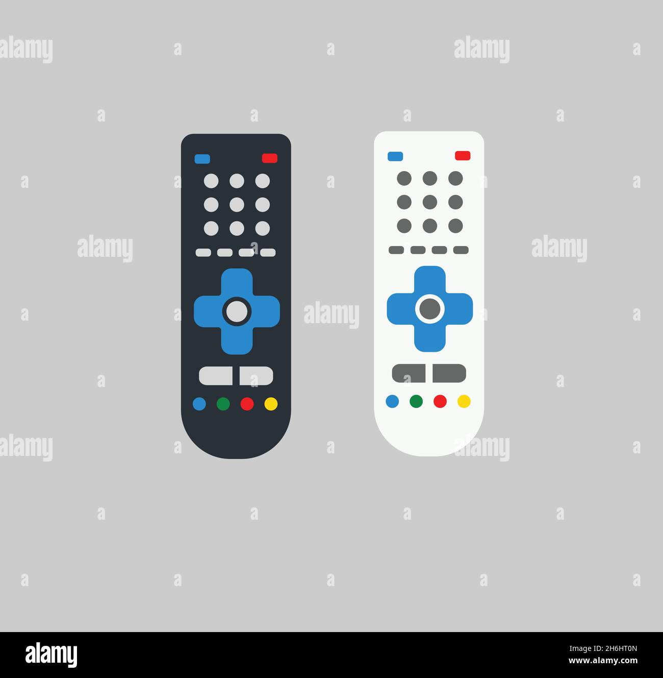 Telecomando TV in bianco e nero, telecomando per illustrazioni vettoriali di apparecchiature audio/video Illustrazione Vettoriale