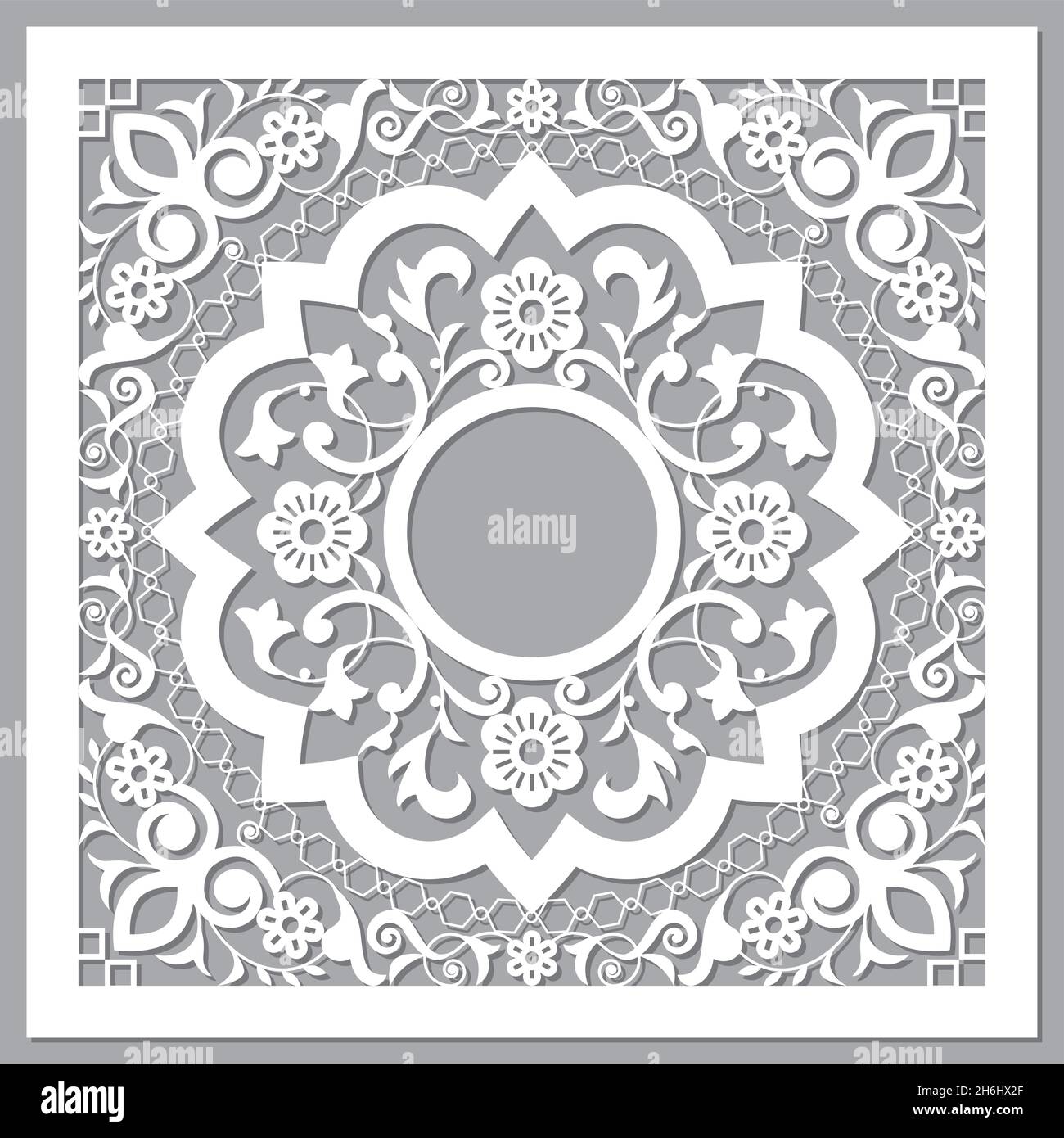 Struttura o bordatura in stile retrò marocchino intagliata, motivo arabico vettoriale con fiori, foglie e vortici Illustrazione Vettoriale