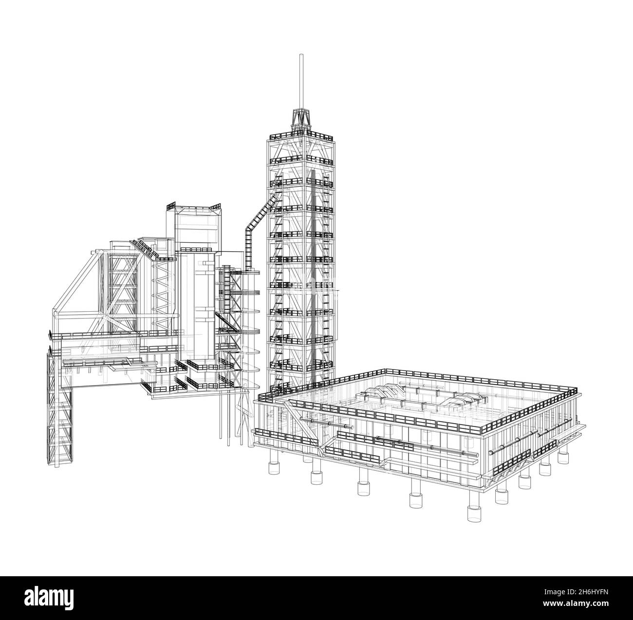Lancia il pad con il razzo spaziale. Vettore Illustrazione Vettoriale