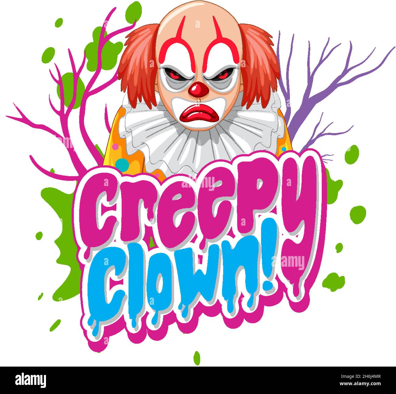 Carattere di clown creepy con illustrazione di clown killer Illustrazione Vettoriale