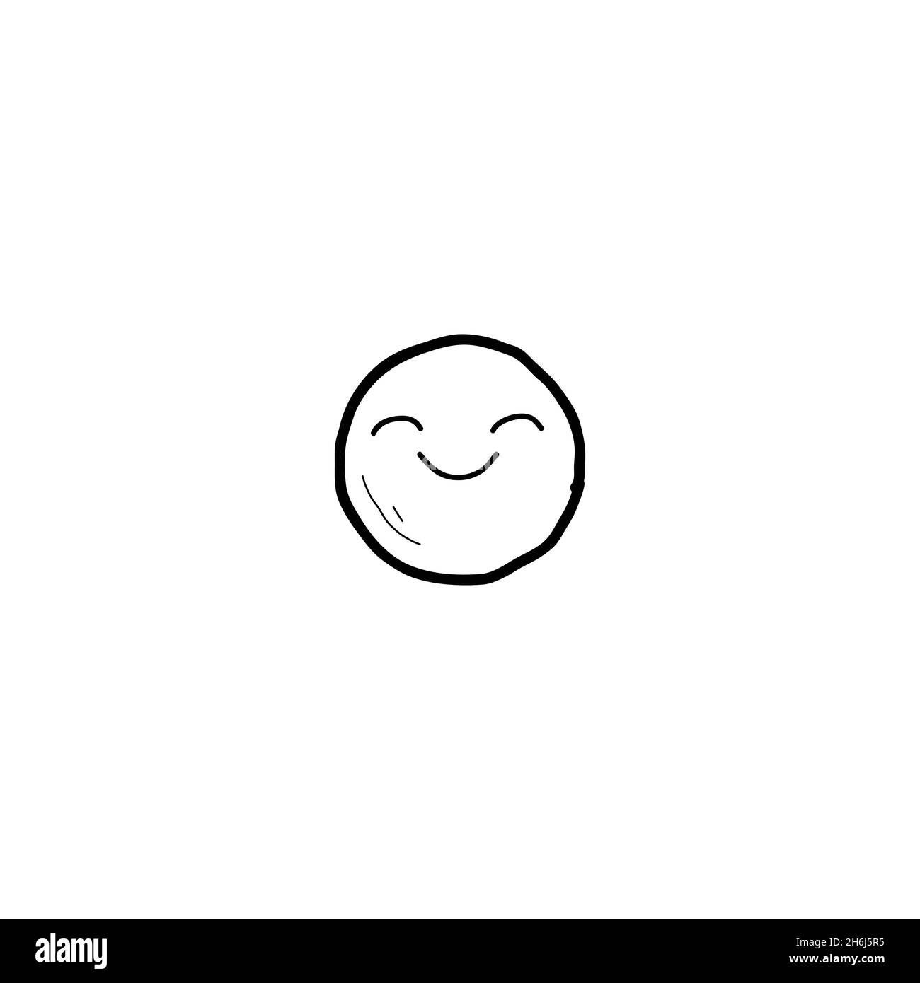 Buon emoji di doodle disegnato a mano Illustrazione Vettoriale