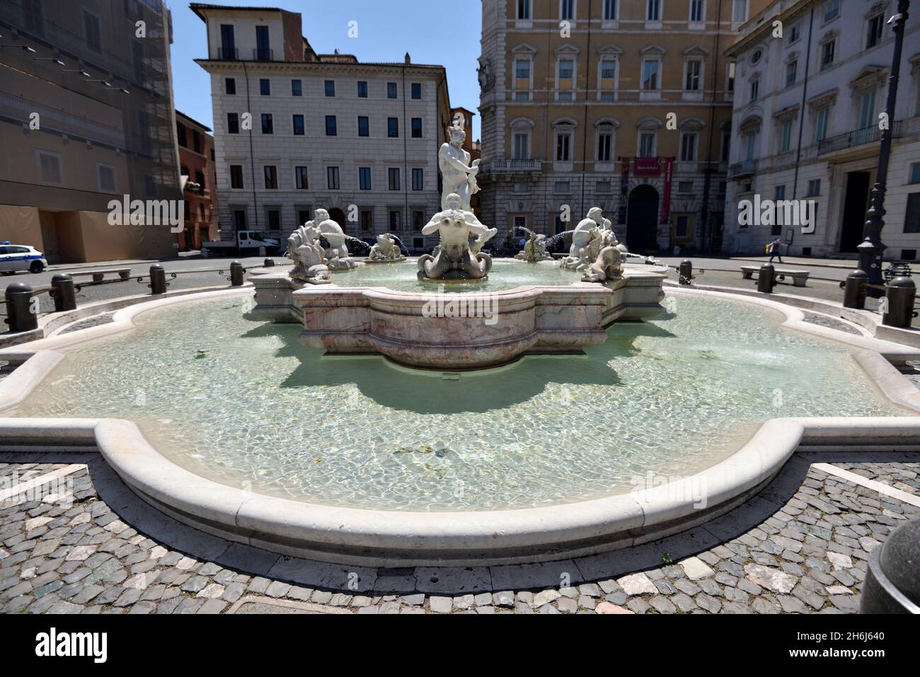 Italia, Roma, Piazza Navona, la fontana del Moro Foto Stock