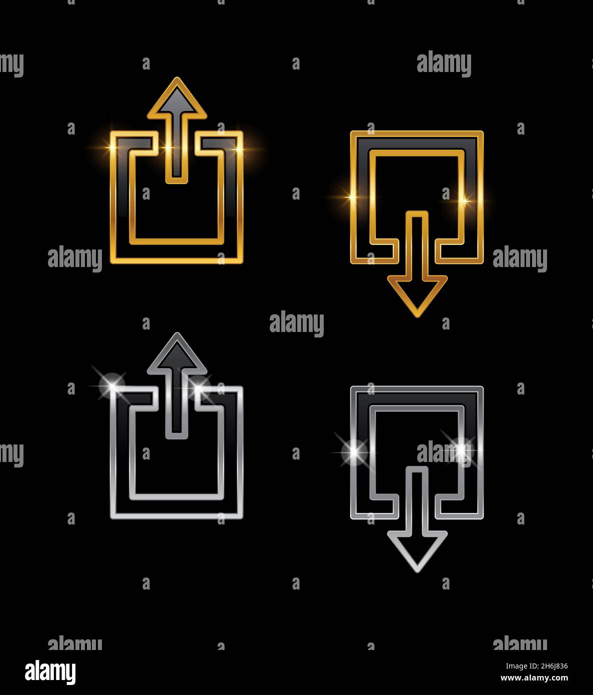 Cartello con il logo Golden Download and Upload Illustrazione Vettoriale