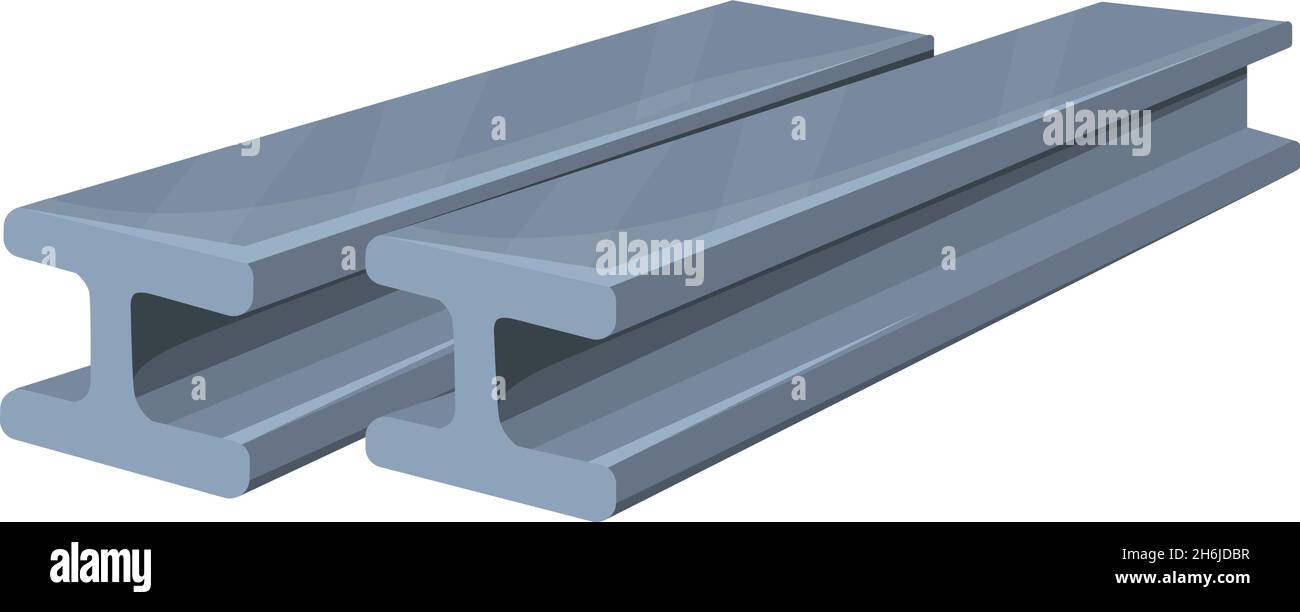 Travi in metallo. Travi in acciaio, materiali da costruzione, profilo strutturale in ferro per edilizia, illustrazione cartoon flat vettoriale icona isolato su sfondo bianco Illustrazione Vettoriale