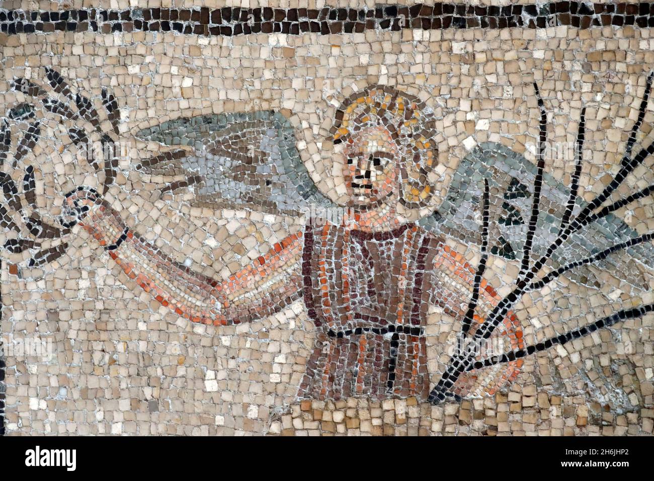 Pavimento a mosaico, IV secolo, versione a mosaico cristiano di Victoria, Basilica di Aquileia, Unesco, Aquileia, Friuli Venezia Giulia, Italia Foto Stock