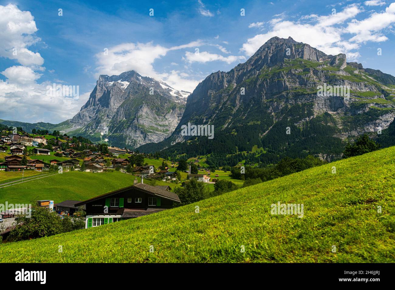 Montagna di Eiger, Grindelwald, Alpi Bernesi, Svizzera, Europa Foto Stock