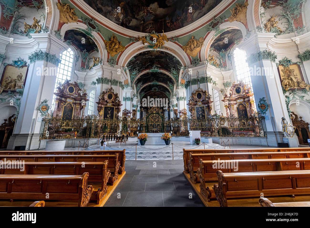 Interno della Cattedrale di San Gallo, San Gallo, Svizzera, Europa Foto Stock