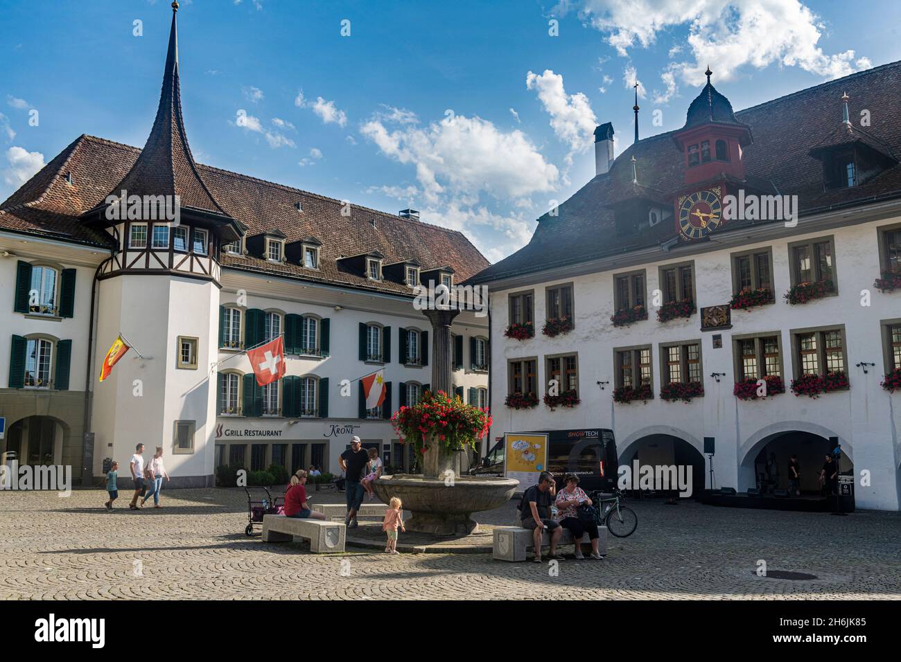 Città vecchia di Thun, Canton Berna, Svizzera, Europa Foto Stock