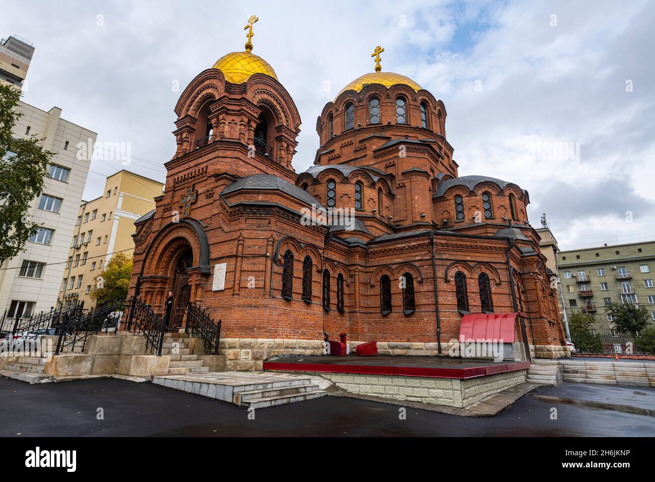 Cattedrale Alexander Nevsky, Novosibirsk, Novosibirsk Oblast, Russia, Eurasia Foto Stock