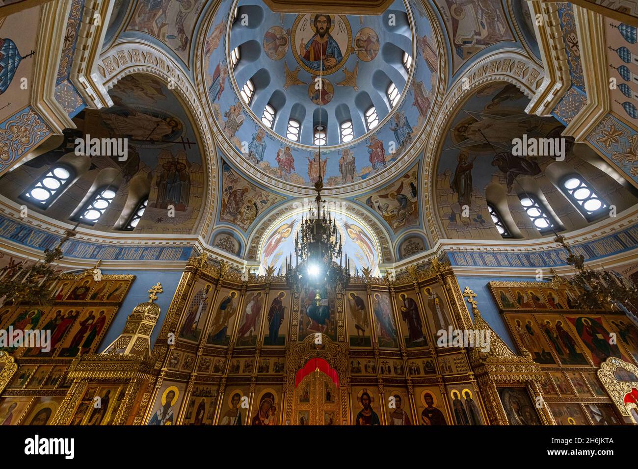 All'interno della Cattedrale Alexander Nevsky, Novosibirsk, Novosibirsk Oblast, Russia, Eurasia Foto Stock