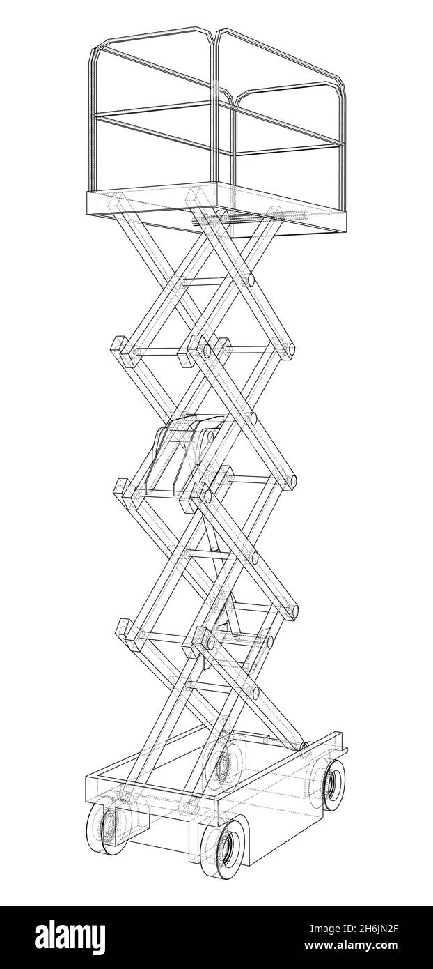 Profilo del concetto di sollevamento a forbice Foto Stock