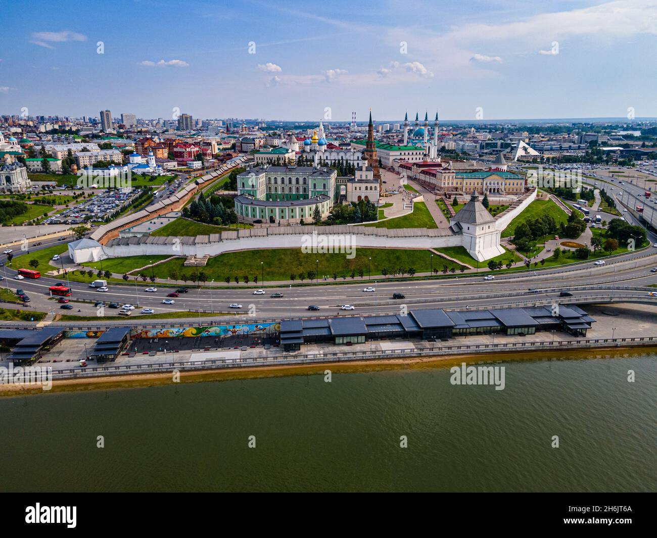 Aereo del Cremlino, Patrimonio dell'Umanità dell'UNESCO, Kazan, Repubblica del Tatarstan, Russia, Europa Foto Stock