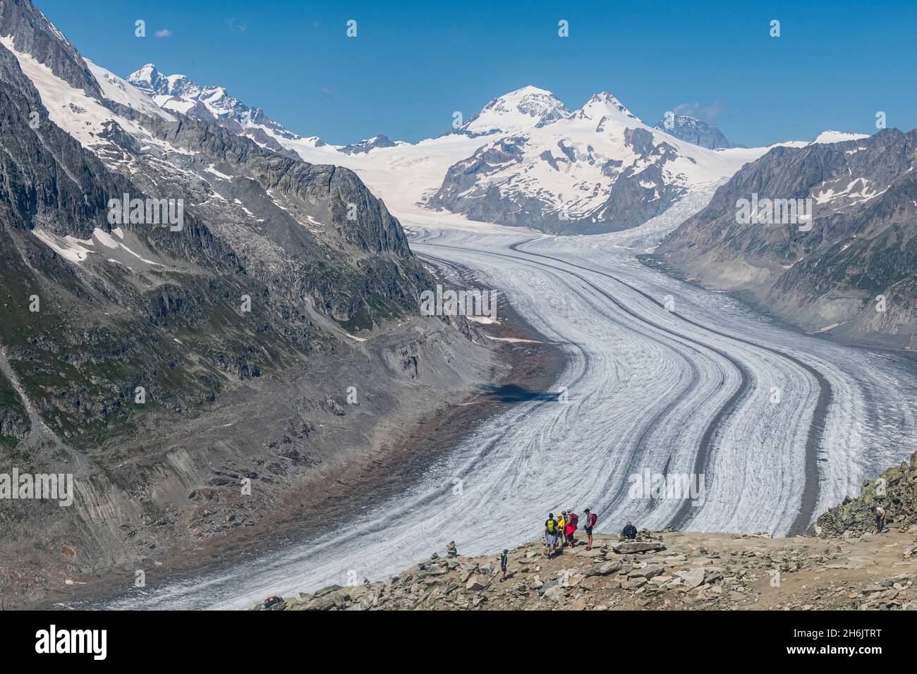 Grande ghiacciaio di Altesch, patrimonio dell'umanità dell'UNESCO, Alpi Bernesi, Svizzera, Europa Foto Stock