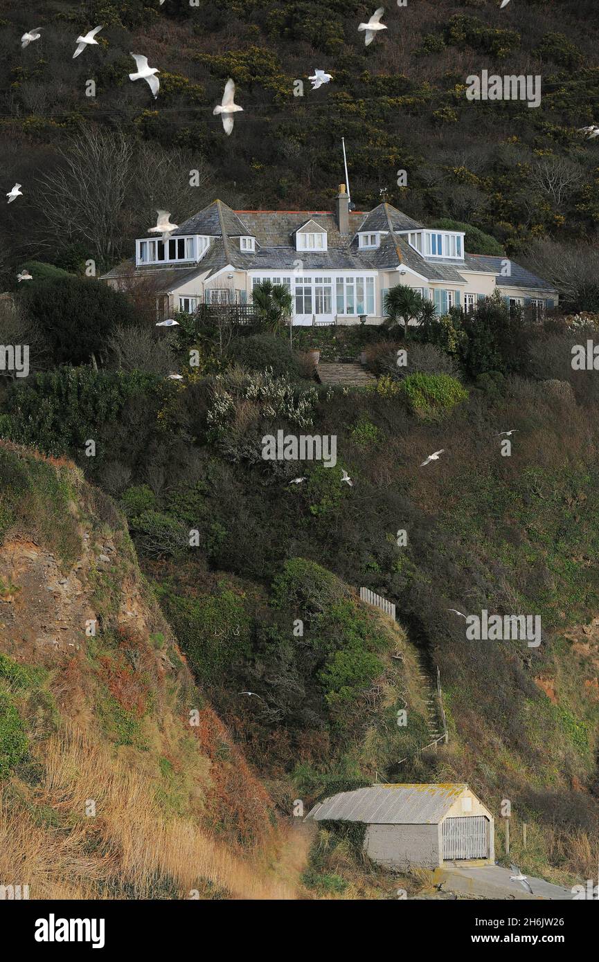La casa remota del cantante Kate Bush sulla costa sud del Devon. Foto Stock