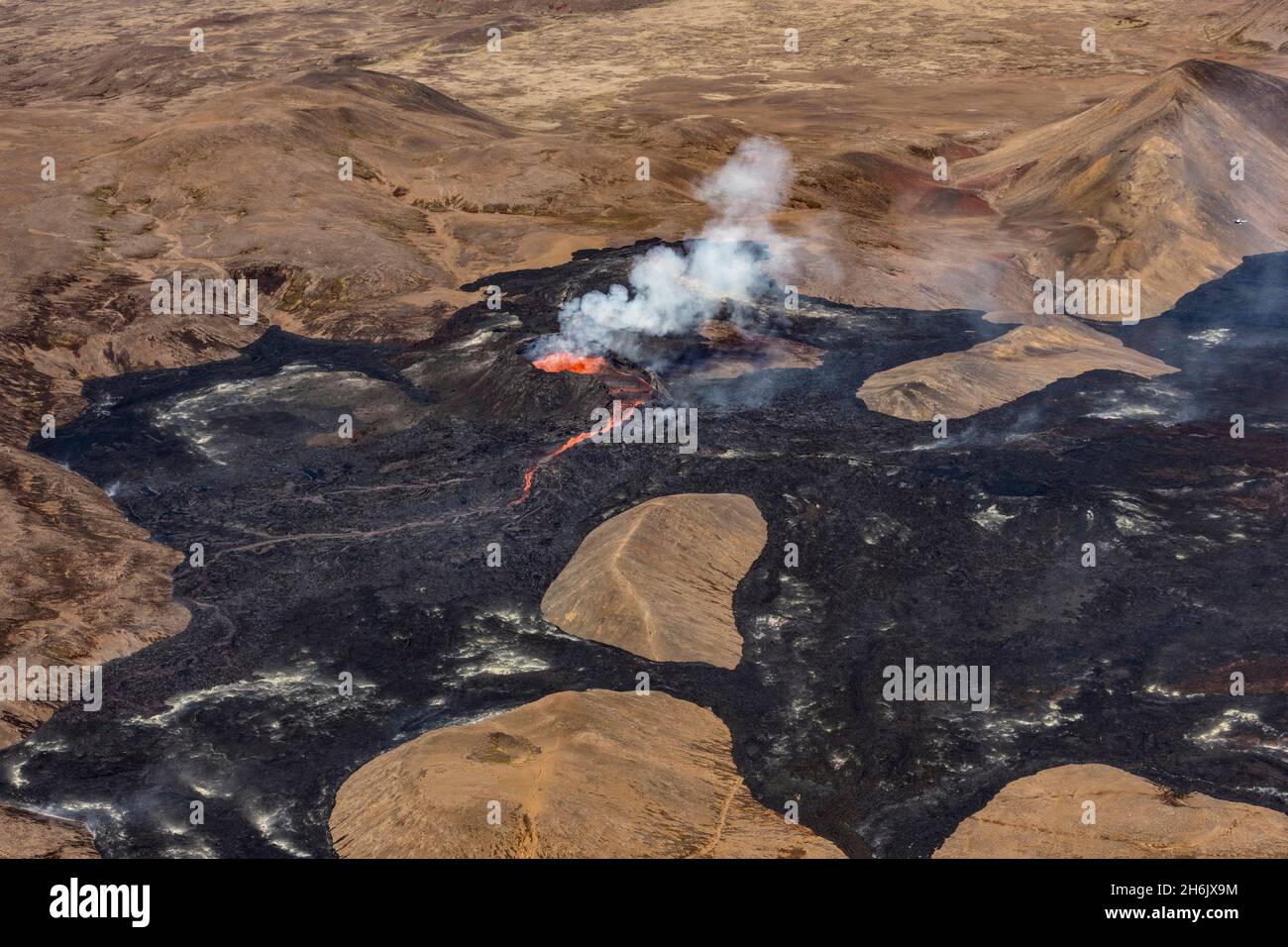 Vulcano Fagradersfjall, eruzione nel luglio 2021, Penisola di Reykjanes, Islanda, regioni polari Foto Stock