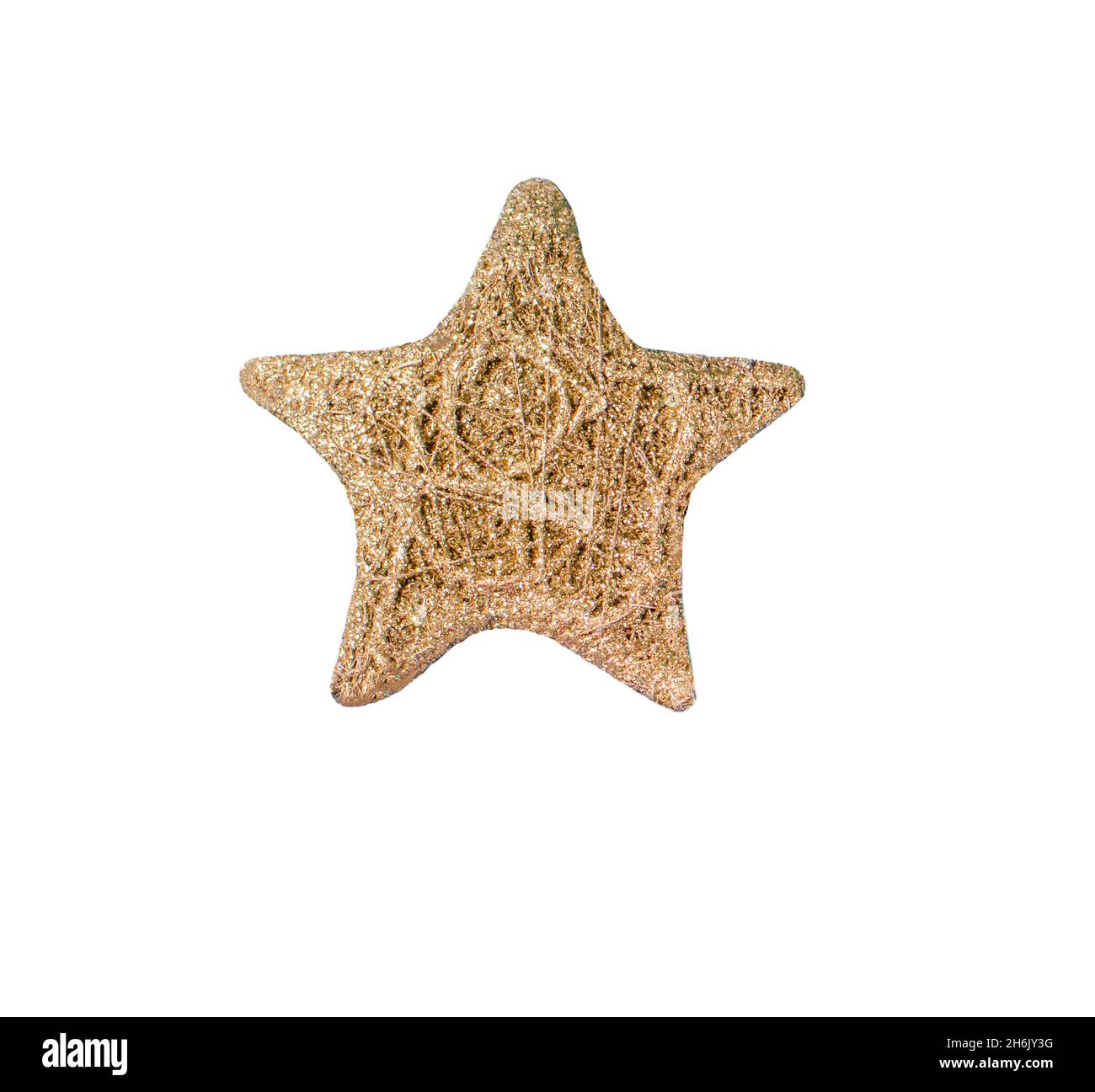 la stella del Natale d'oro ha isolato uno sfondo bianco Foto Stock