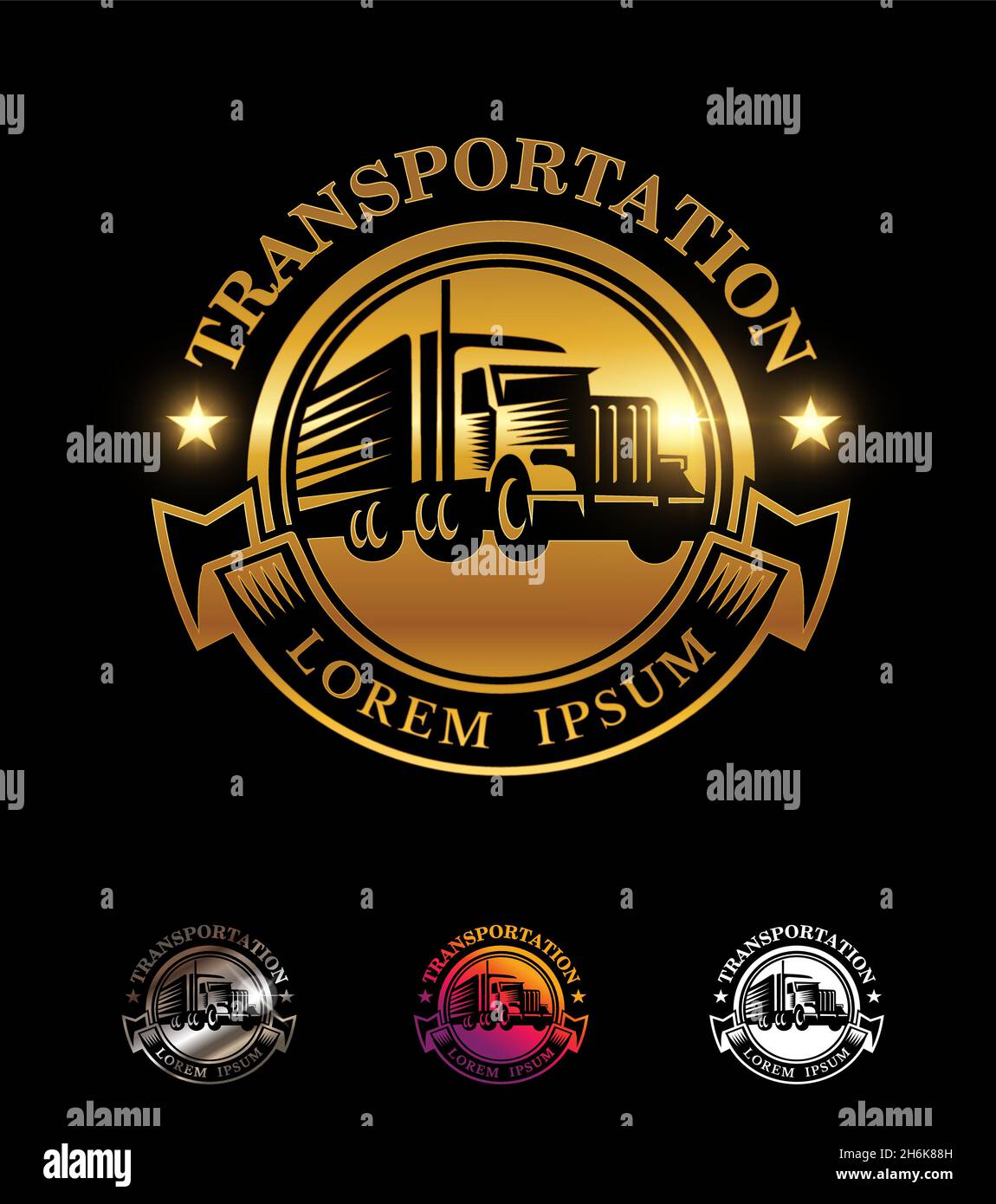 Un set di illustrazioni vettoriali del cartello con il logo Golden Circle Truck Illustrazione Vettoriale