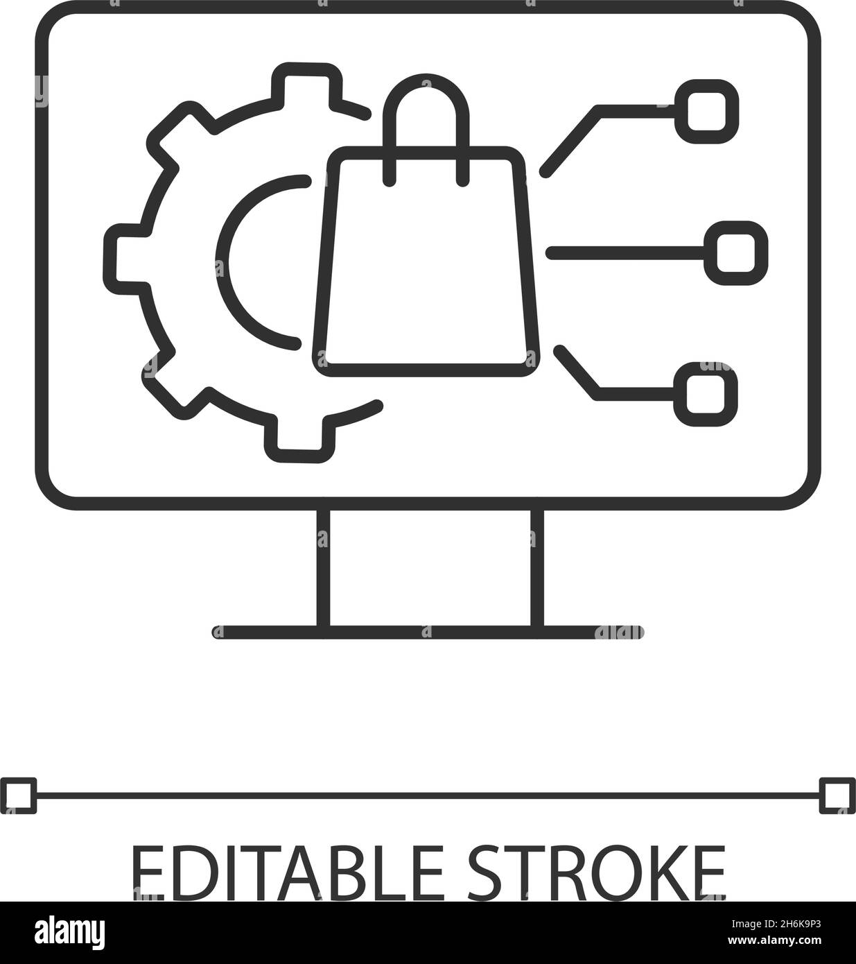 Icona lineare della gestione digitale dei prodotti Illustrazione Vettoriale