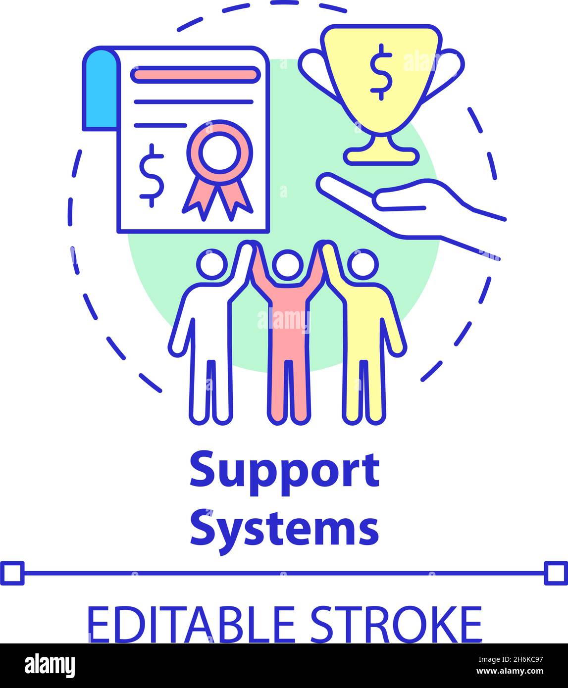 Icona del concetto dei sistemi di supporto Illustrazione Vettoriale