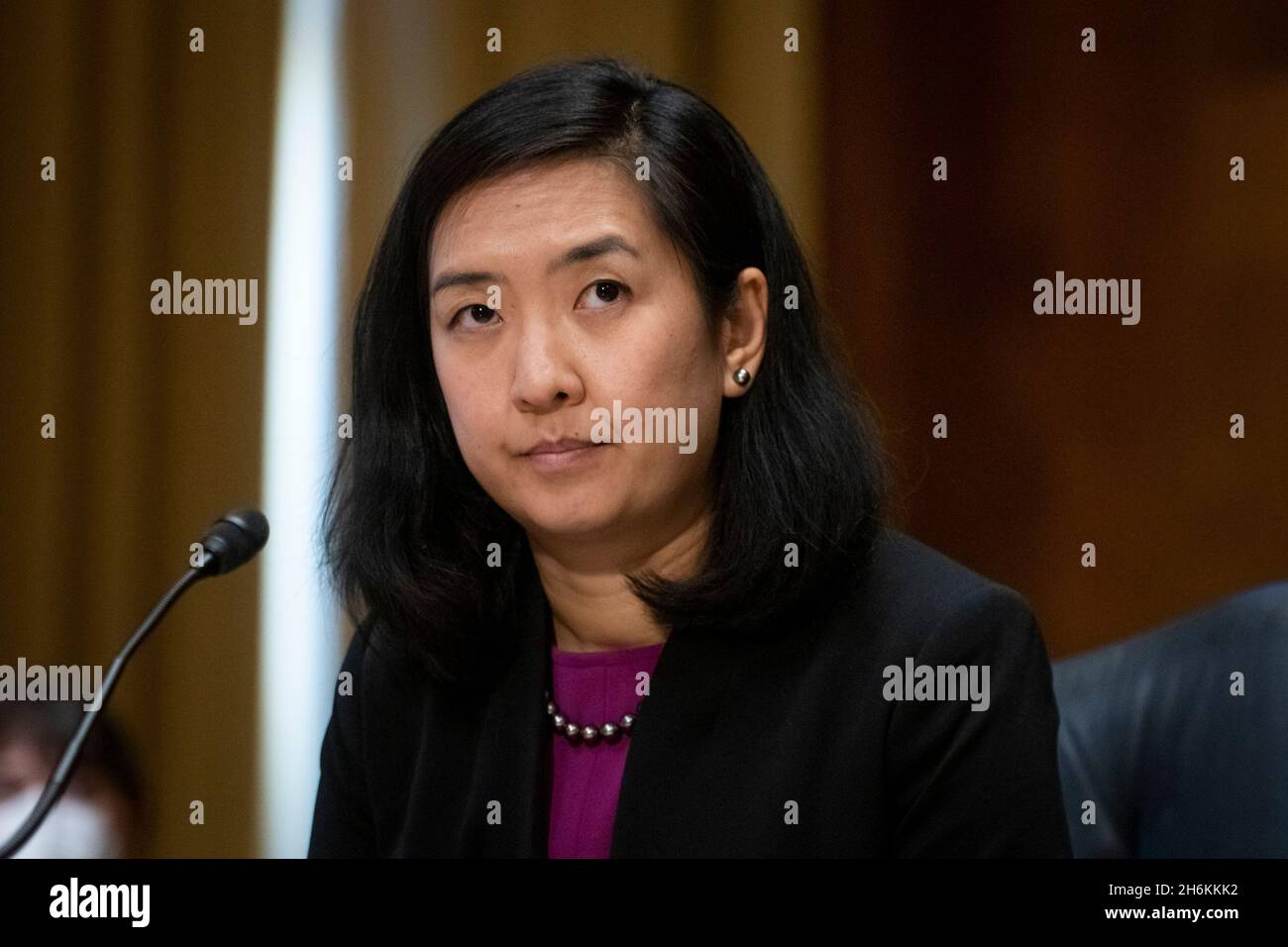 Lisa W. Wang appare davanti ad un comitato del Senato sulle finanze udienza per la sua nomina ad essere un segretario aggiunto, Dipartimento del Commercio, nel Dirksen Senate Office Building a Washington, DC, Martedì, Novembre 16, 2021. Credit: Rod Lammey/CNP /MediaPunch Foto Stock Lisa W. Wang appare davanti ad un comitato del Senato sulle finanze udienza per la sua nomina ad essere un segretario aggiunto, Dipartimento del Commercio, nel Dirksen Senate Office Building a Washington, DC, Martedì, Novembre 16, 2021. Credit: Rod Lammey/CNP /MediaPunch Foto Stock