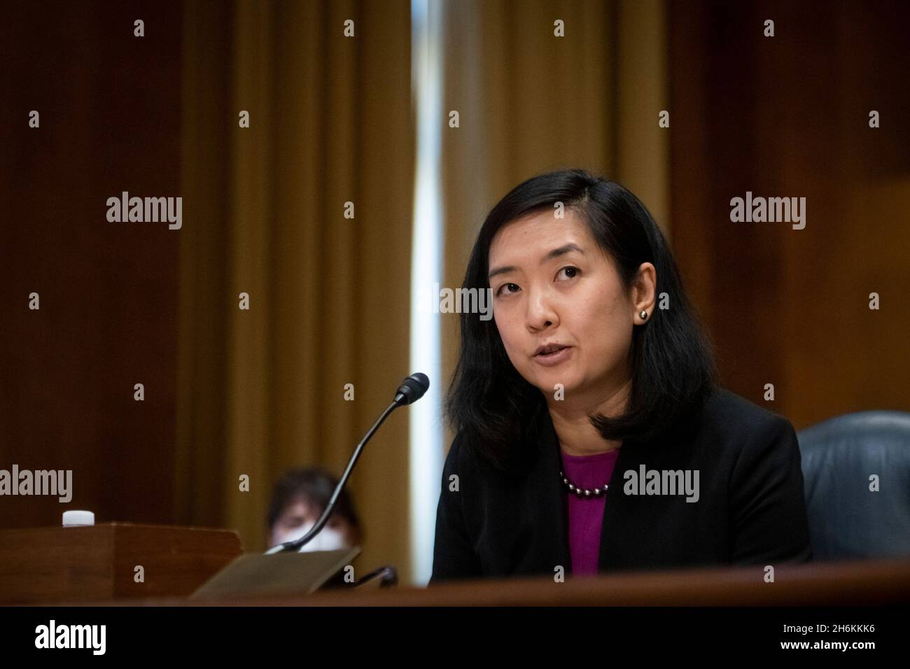 Lisa W. Wang appare davanti ad un comitato del Senato sulle finanze udienza per la sua nomina ad essere un segretario aggiunto, Dipartimento del Commercio, nel Dirksen Senate Office Building a Washington, DC, Martedì, Novembre 16, 2021. Credit: Rod Lammey/CNP /MediaPunch Foto Stock Lisa W. Wang appare davanti ad un comitato del Senato sulle finanze udienza per la sua nomina ad essere un segretario aggiunto, Dipartimento del Commercio, nel Dirksen Senate Office Building a Washington, DC, Martedì, Novembre 16, 2021. Credit: Rod Lammey/CNP /MediaPunch Foto Stock