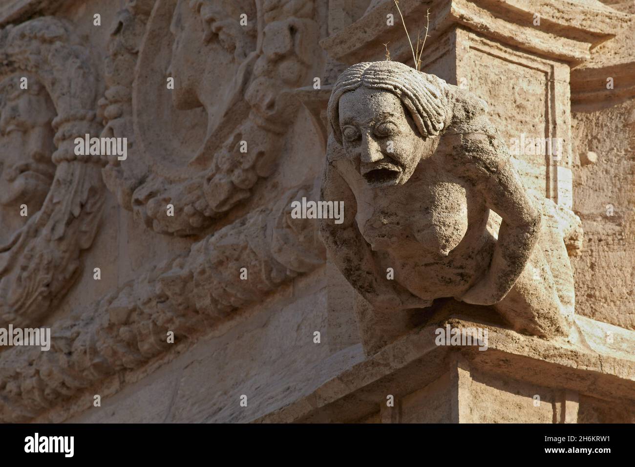 Gargoyle. Lonja de la Seda. Valencia. Comunitat Valenciana. Spagna. L'edificio Lonja Foto Stock