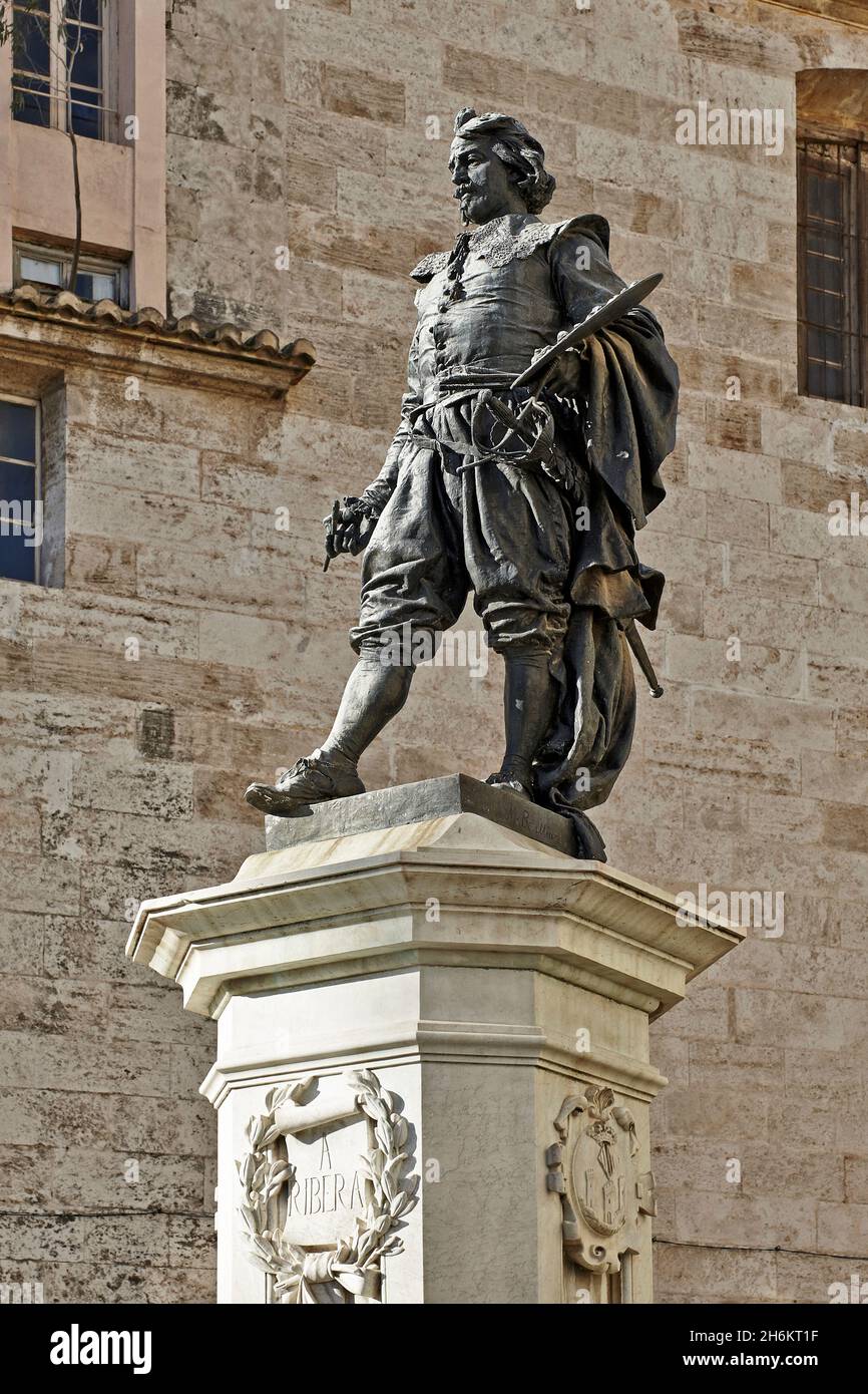 Monumento del pittore José de Ribera. Valencia. Comunitat Valenciana. Spagna. Foto Stock