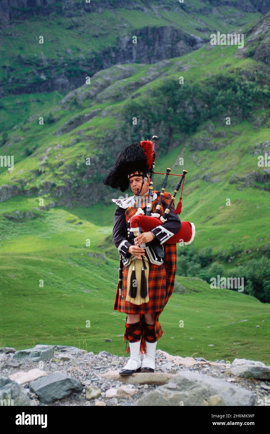 Highland Piper, Scozia Foto Stock