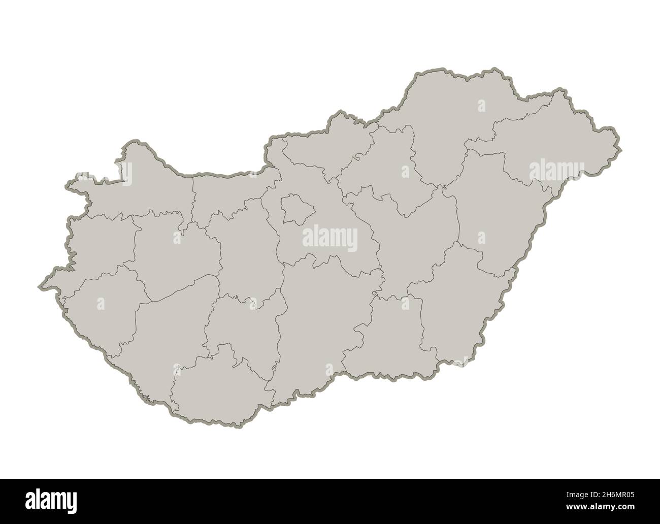 Mappa Ungheria, singole regioni, vuota Foto Stock