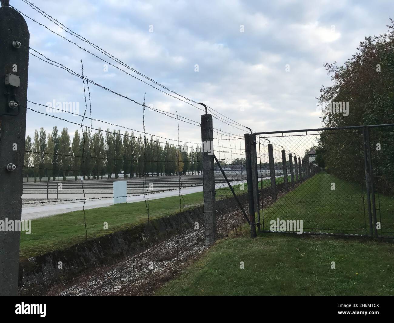 Il campo di concentramento di Dachau nei pressi di Monaco in Germania Foto Stock