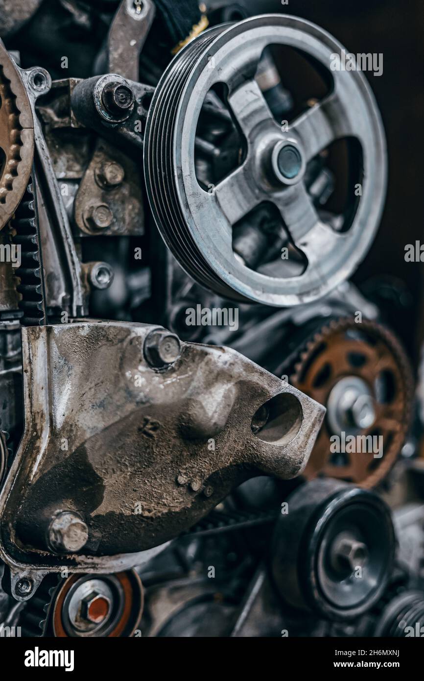 Parte del motore auto, dettagli, foto macro Foto Stock